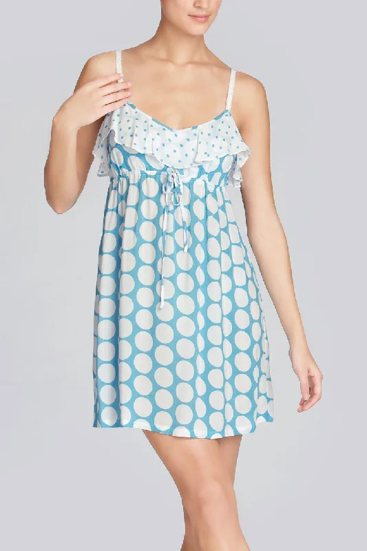 women lounge dress for a beach vacation as a cover - upDotted Chemise - Azure (Blue)